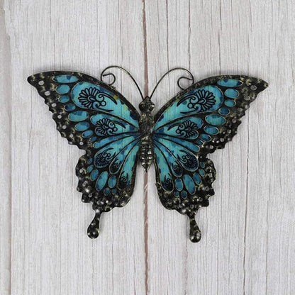 LIFFY Metal Butterfly Wall Decor Glass Outdoor Wall Art Sculptures 12" Hanging Garden Decorations Indoor Home Decorative Ornaments for Patio Yard Fence Bedroom Living Room