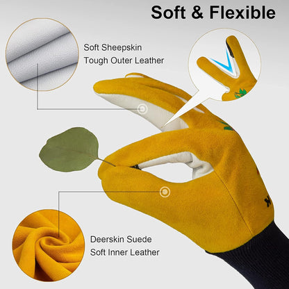 Cactus Gloves Soft Deerskin Women Gardening Glove Thorn Proof for Cacti Handling