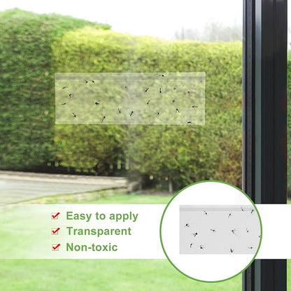 50 Pack Window Fly Trap, Fruit Fly Traps for Indoors, Fly Paper Sticky Strips, Fly Traps for Indoors Clear