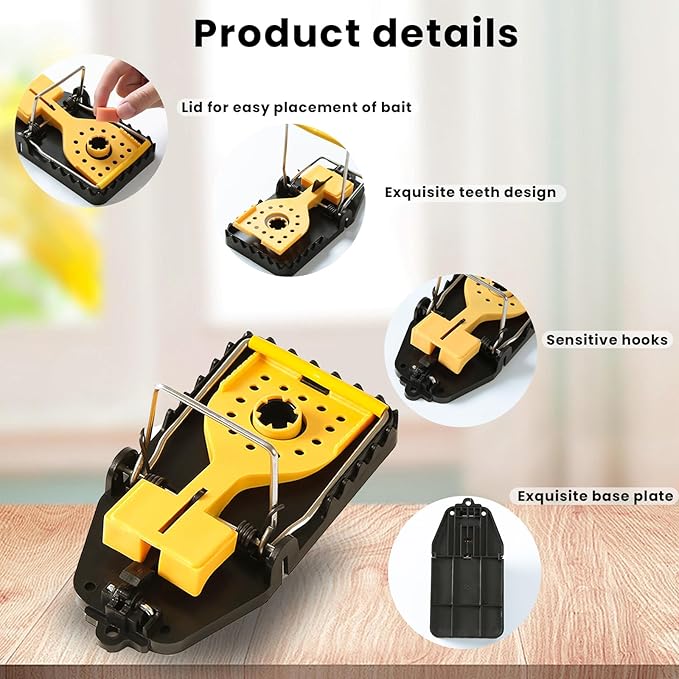 Rat Trap - Mouse Traps Quick Effectively Mouse Trap Rat Traps Indoor for Home, Plastic Mousetraps Indoor Outdoor Use Snap Traps for Mice Used Anywhere, Quick Set Up and Reusable, 9Set(2L+6S+1Clip)
