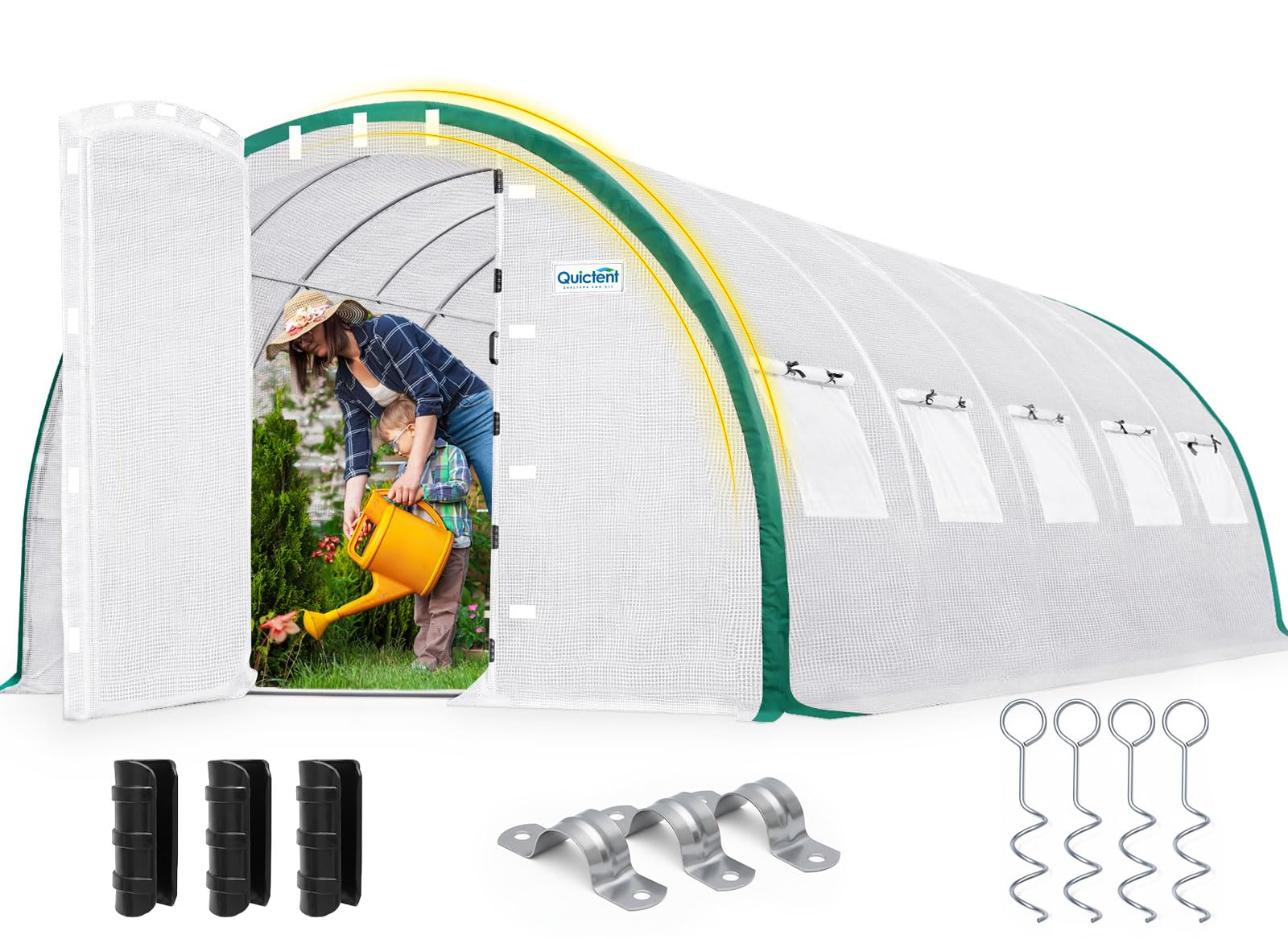 Quictent 25x10x6.6 FT Premium Greenhouse for Outdoors with 2 Door Frames
