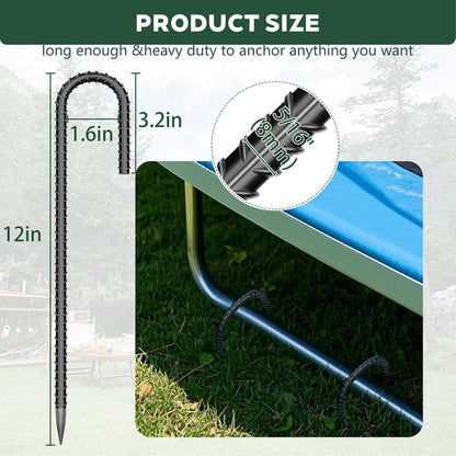 30 Pieces 12 Inch Long 5/16 Inch Diameter Rebar Tent Stakes Heavy Duty, Ground Anchors,Rebar Yard Fence Metal Lawn Bounce House Stakes Heavy Duty, Chain Link Fence J Hooks for Garden Wire Fencing