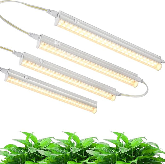 1FT Indoor Plant Grow Light, Full Spectrum Sunlight, T5 Grow Lamp with Side Switch, LED Grow Light Bulb, Plug and Play, Easy Installation, Suitable for Greenhouse Seedlings, 4 Pack