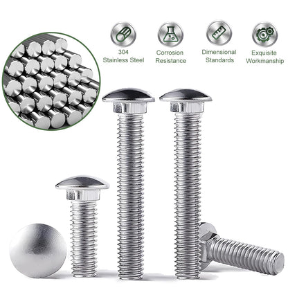 5/16-18 Carriage Bolts Set 40pcs Wheelbarrow Handles Replacement Kit 304 Stainless Steel Nut and Bolt Set Assortment Kit Compatible for Jackson Wheelbarrow Rebuild, Furniture Repair, Wood Joining