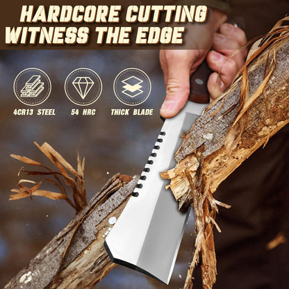 TAN REN Machete for Cutting Trees Heavy Duty, Survival Machete with Sheath for Yard Work, Full Tang Fixed Blade Knife with Wood Handle, Camping Machetes Heavy Duty, Clearing Brush and Gardening