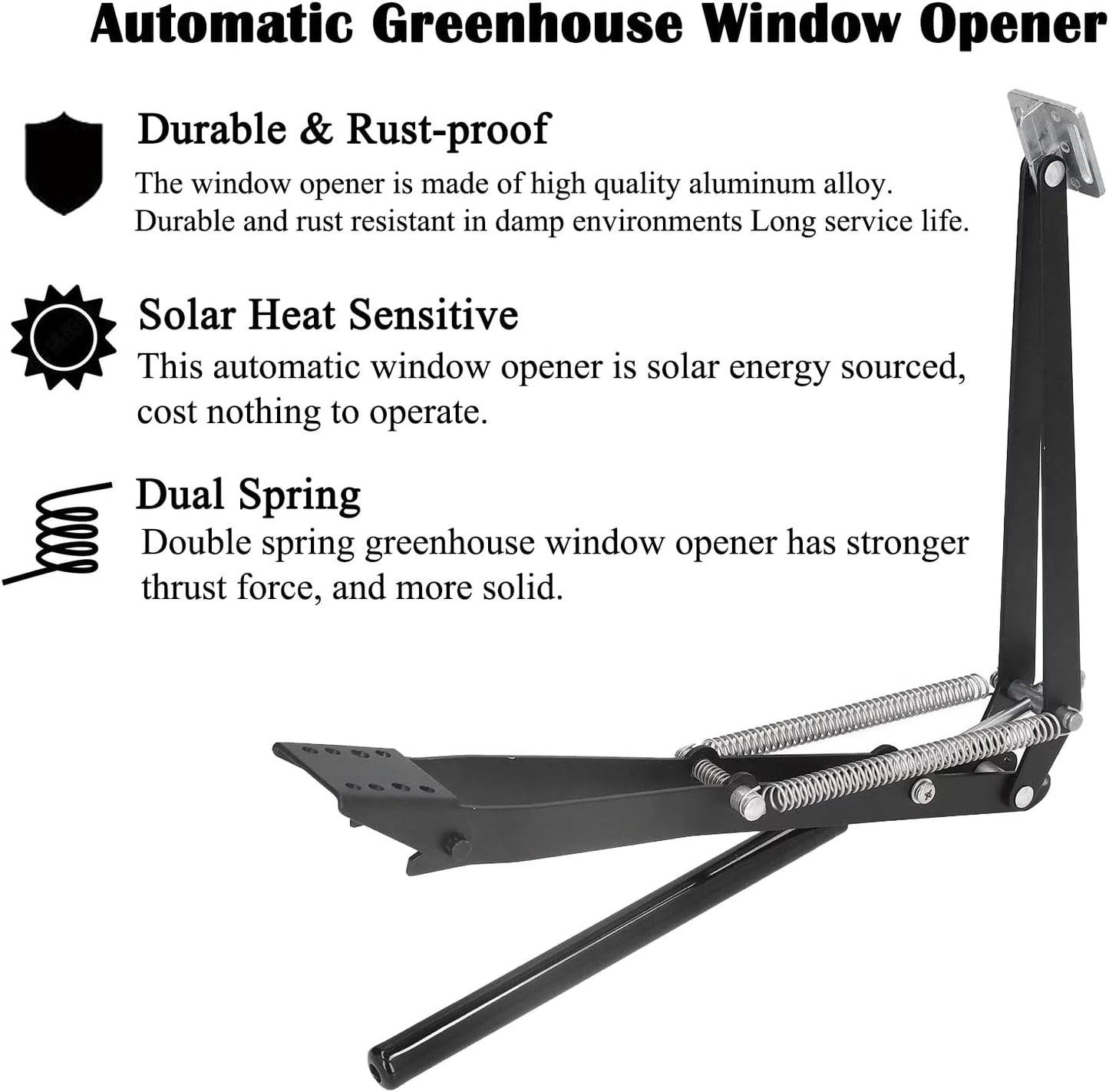 2X Auto Vent Opener Solar Automatic Window Opener for Greenhouse Heat Sensitive Roof Vent Opener Auto Vent Kit Gardening Tools Greenhouse Accessories Hothouse Roof Vent Kit (Dual Spring Up to 30lbs)