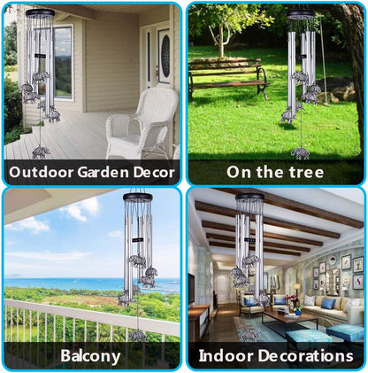 Outdoor Elephant Wind Chimes Indoor Decor - Pure Hand-Made Mobile Romantic Windcatcher 28" Elephant Wind Chime for Home, Xmas, Gift for Mom, Balcony, Patio, Garden Decoration(5 Tubes, 6 Elephants)