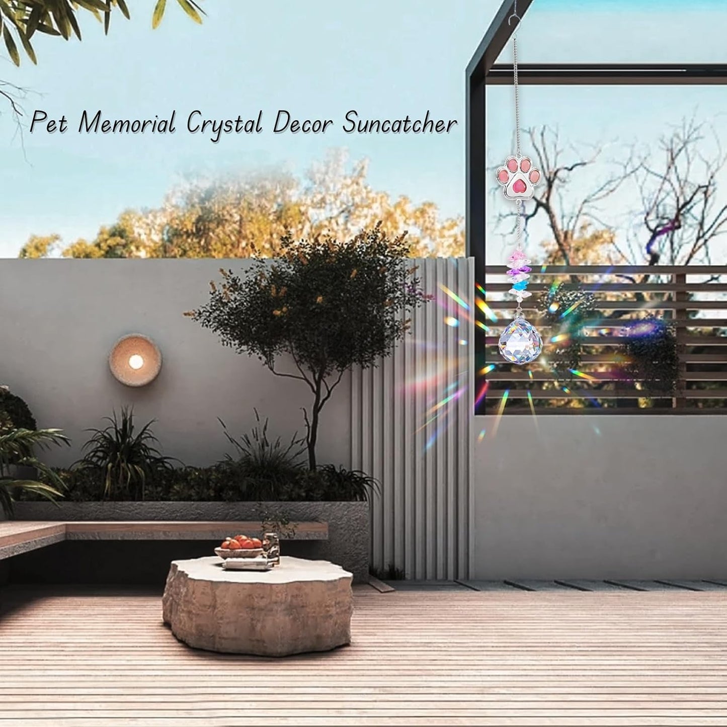 Dog Memorial Gifts for Loss of Dog - Loss of Dogs Sympathy Gift - Pet Memorial Crystal Decor Suncatcher - Thoughtful Dogs Remembrance Bereavement Gift (Pink Round Crystal Suncatcher)