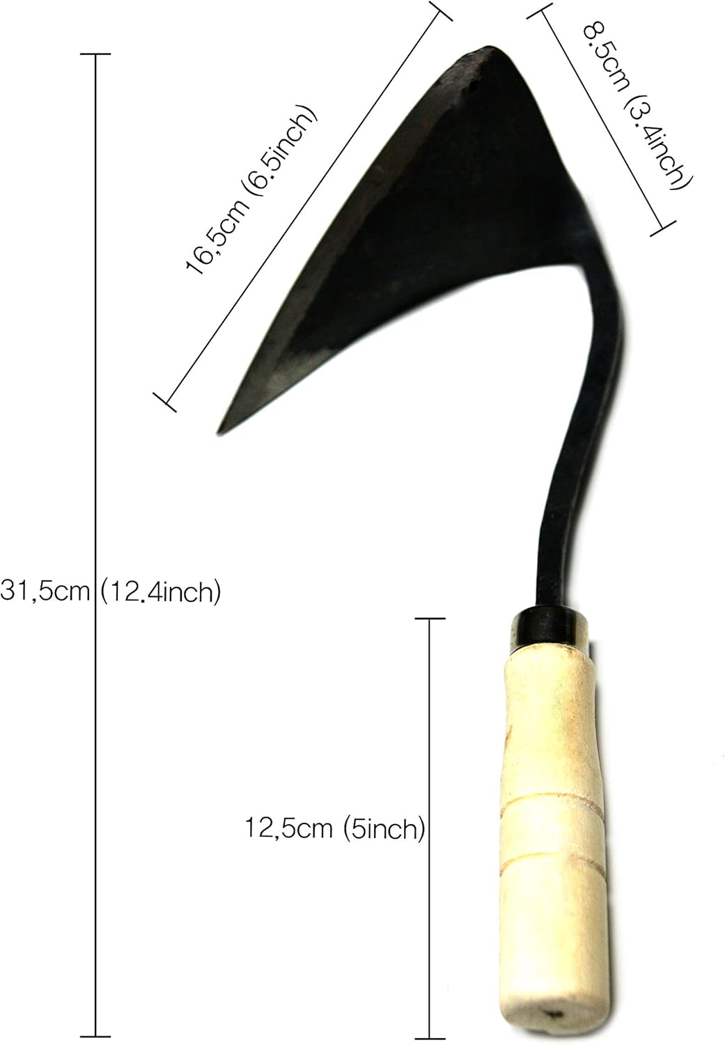 JGI HOMI 1 - Hoe Garden Tool for Weeding, Gardening, harvesting, and Planting, Korean Homi Hand Plow, Durable, Sharp, and Ergonomic