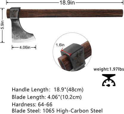 18.9" Throwing Axe, 3Pack Throwing Tomahawk with 1065 High Carbon Steel and Beech Wooden Handle, Well Balanced Great for Axe Throw ing Game, Competition and Recreation