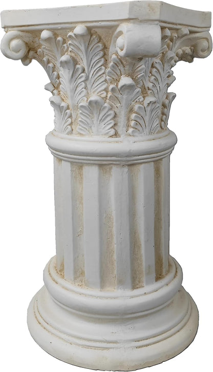 Exquisite Magnesium Oxide Corinthian Greek Column Pillar with Stand Base Pedestal for Indoor Outdoor Garden Backyard Courtyard Patio Office Decor23.9’’High,White