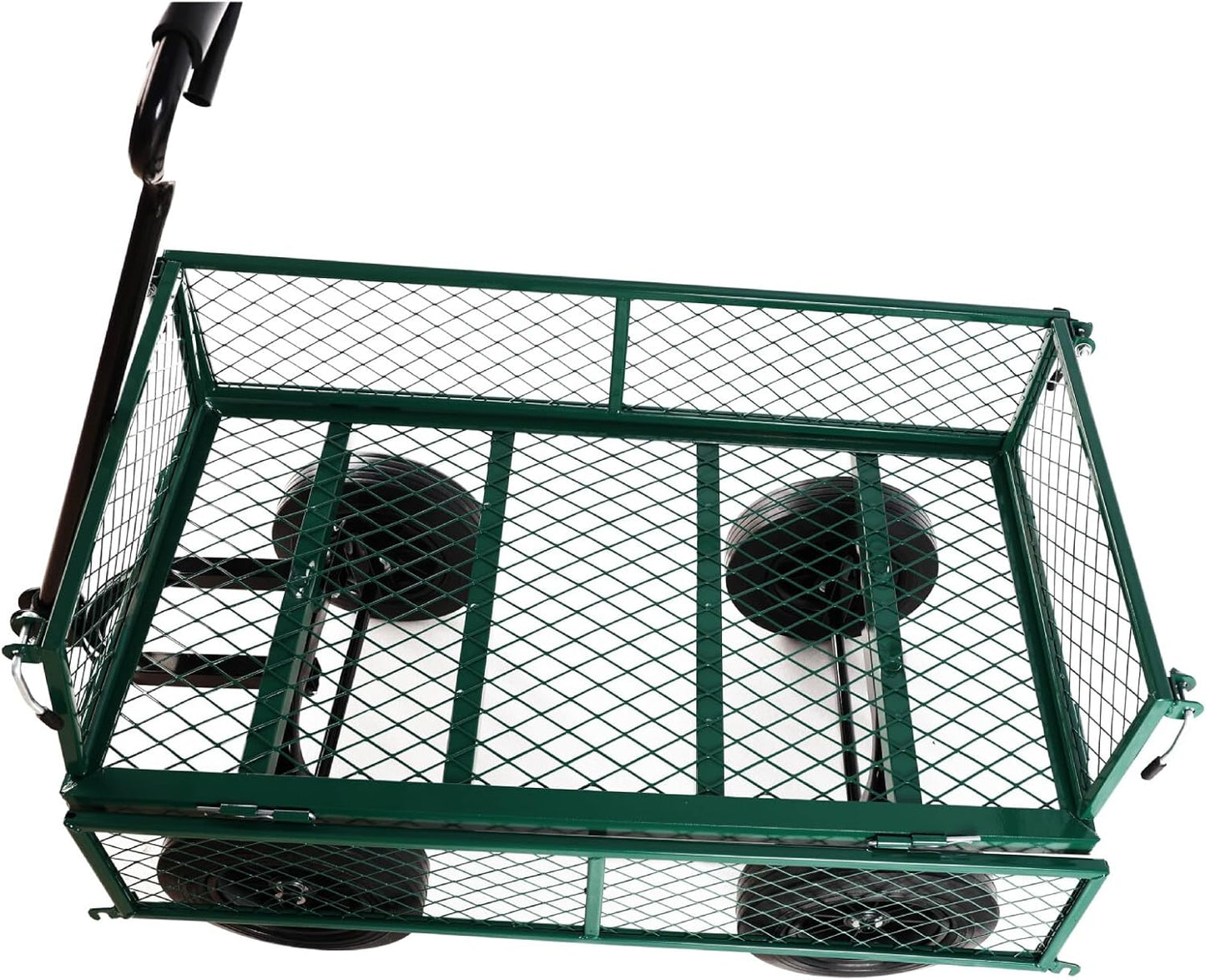 Heavy-Duty Solid Tire Garden Dump Cart - 4.86 cu. ft. Yard Wagon Cart with 600 LBS Capacity & Spacious Mesh Bed (37" x 19.5") - No-Flat Tires, Utility Wagon