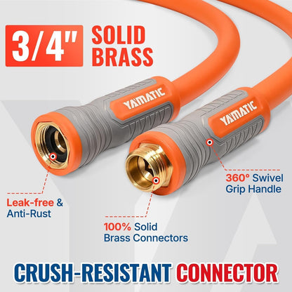YAMATIC Heavy Duty Garden Hose 5/8 in x 30 ft with Swivel Fitting, Super Flexible Water Hose, All-weather, Lightweight, Burst 600 PSI