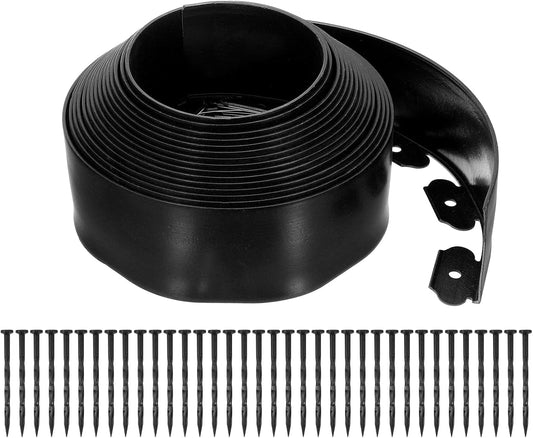 uxcell Landscape Edging, 1Pcs 40FT x 3.94" - No Dig Garden Edging Kit with 36 Stakes, Landscape Edging Border for Garden Lawn Flower Bed Yard Grass (Black)