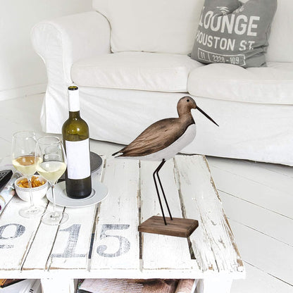 Morning View Wooden Sea Birds Decor Wood Seagull Statue Bird Figurines Seabird Statue Standing Seagulls Decorations Coastal Sculpture Nautical Beach Ocean Home Table Garden Yard Lawn Outdoor 11.5 Inch