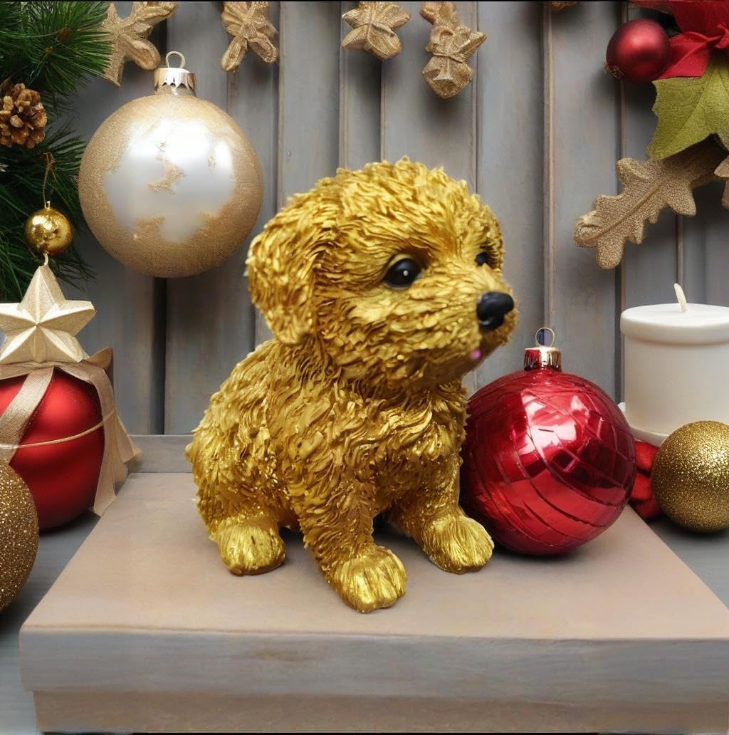 Dog Statue for Outdoor Maltese Dog Ornament Resin Bichon Frise Statue for Home Decor