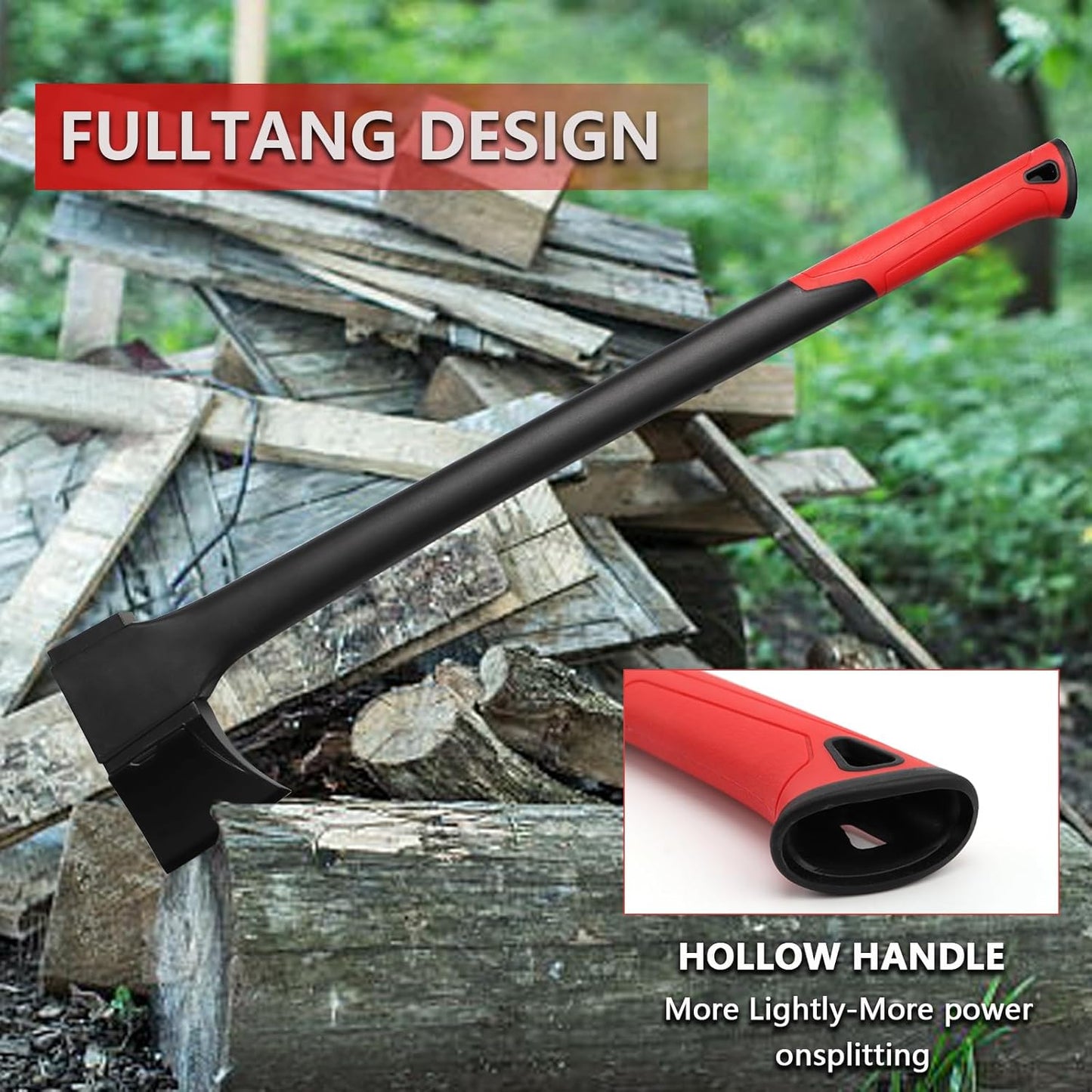 Camping Hatchet 28 Inch,Survival Hatchet Tactical for Wood Chopping and Kindling,Hatchet Axewith V Grind Blade, Lightweight Nylon Fiber Handle,for Outdoor Survival, Gardening, Hiking(M)