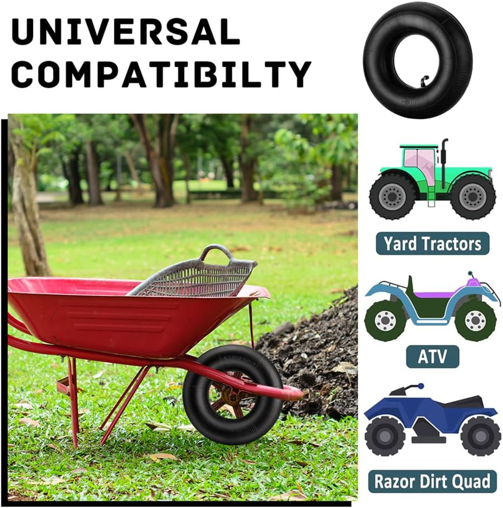4.10/3.50-4 Inner Tube 2 Pack Heavy Duty Replacement Inner Tubes with TR-87 Bent Valve Stem for Wheelbarrows Mowers Hand Trucks