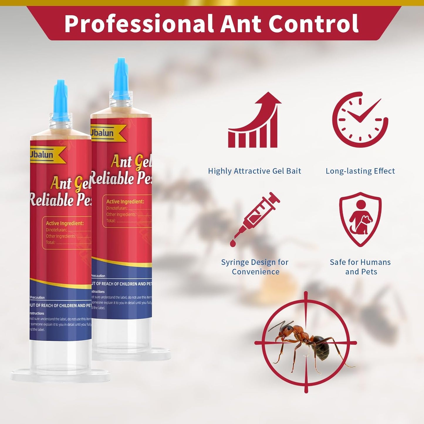 Ready-to-Use Ant Gel Bait, Ant Control for Indoors and Outdoors Use - 1 x 30-Gram Tube