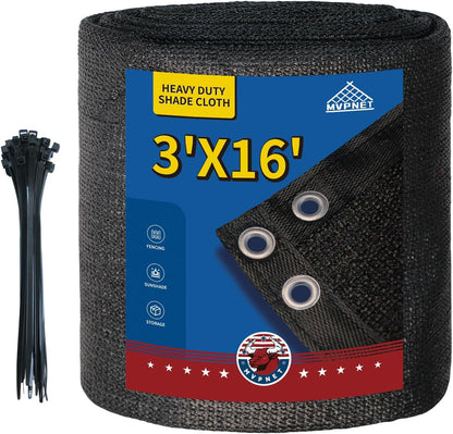 3x16Ft Garden Privacy Fence Screen, 145GSM Heavy Duty 90% Blockage Windbreak Mesh Tarp with Reinforced Edges & Anti-Rust Grommets, Includes Zip Ties for Garden, Yard, Backyard, Outdoor, Black