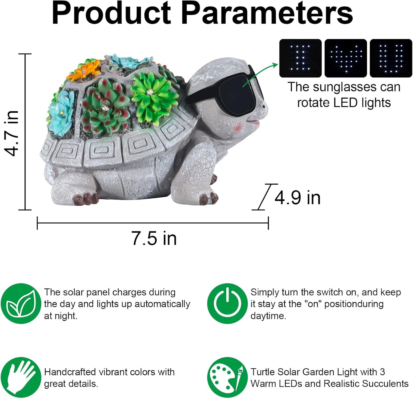 Solar Garden Statues Turtle with Succulent and LED Lights Birthday Gifts for Women Mom Grandma Solar Outdoor Decor for Patio Backyard Yard Lawn Decoration-Unique Housewarming Gifts