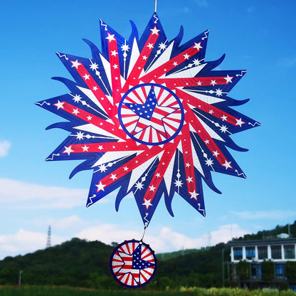 DJUAN 4th of July Decorations,12in American Flag Patriotic Wind Spinner Fourth of July Decor Outdoor,Garden Wind Spinners Patriotic Decor Independence Day Decorations for Yard,Garden,Patio