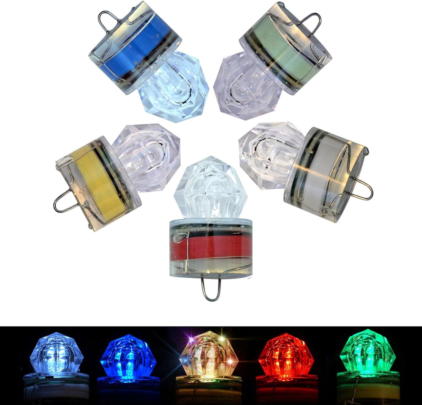 LED Underwater Fishing Lures，LED Lighted Bait Flasher，Deep Drop Fishing Lures，Fish Eye Attractive Light Bait Lure Lamp 5PCS
