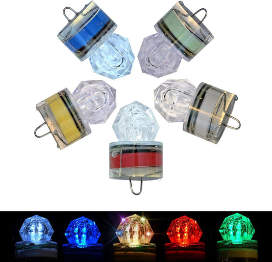 LED Underwater Fishing Lures，LED Lighted Bait Flasher，Deep Drop Fishing Lures，Fish Eye Attractive Light Bait Lure Lamp 5PCS