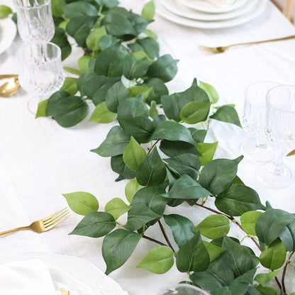 mizii 5 Pack 365" Artificial Scindaps Vines Garland Fake Vine with Silk Green Leaves Faux Hanging Plants Greenery Decoration for Bedroom Wall Party Wedding Room Home Decor