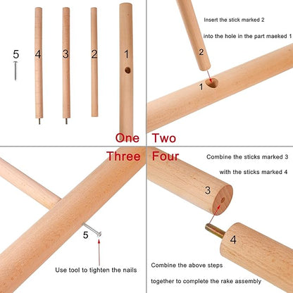 Large Zen Garden Smoother Tool - Outdoor Big T-Shaped Japanese Garden Rake 48" L Handled Rock Sand Gravel Garden Zen Pattern Eraser Tool Meditation Wooden Full Size Zen Rake Accessories Zen Gifts