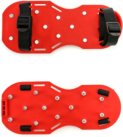 QWORK Gunite Spiked Shoes With 3/4” Short Spikes Perfect For Epoxy Floor, Overlays, Cover Installation, Green Color (Pair)