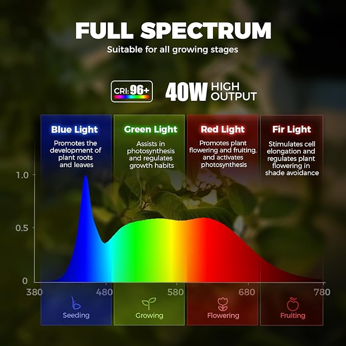 Barrina TR40a Track Grow Light for Indoor Plants, 40W Hanging Grow Lights with Adjustable Beam Angle (15°-60°), 5000K Full Spectrum Wall-Mounted Plant Light with Timer for Growing Houseplants,1-Pack