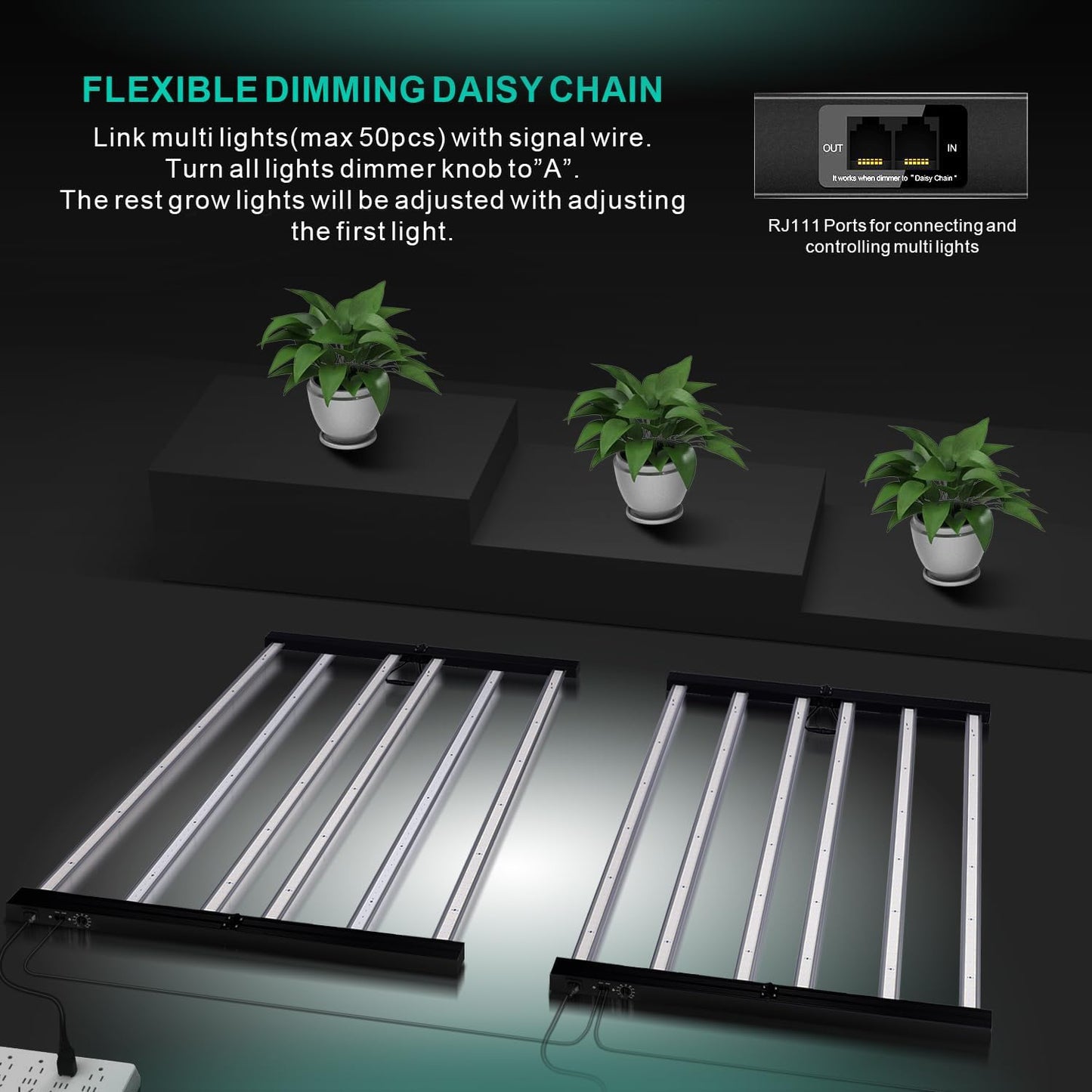 720W LED Grow Lights, Full Spectrum Grow Light, Daisy Chain Plant Bar Style Grow Light Foldable & Dimmable for Growing Commercial Hydroponic Growing Lamp 5x5ft Core Coverage (ZWD-DT-721)