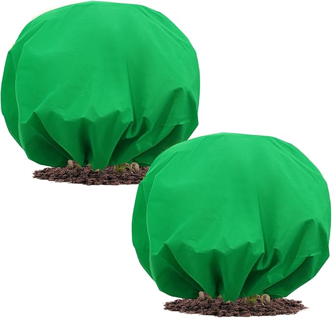 NNG 2PCS 8.1ft Dia. Round Winter Plant Covers Reusable Tree Freeze Protection with Drawstring Potted Plant Frost Blanket Outdoor Shrub Plant Cover for Winter Garden Potted Vegetable