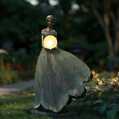 DiliComing Solar Fairy Garden Statue 22 Inch Resin Garden Decor - Large Outdoor Yard Figurine for Patio Lawn, Waterproof Garden Statue Gift for Women, 14x11x22.5 Inch