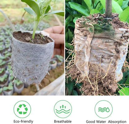 Belit Nursery Growing Bags, 200 Pcs Fabric Seedling Pots Non-Woven Pouch for Gardening Seed Plant Bag, Potato, Flower, Tomato Plant Starts (5.7" x 5.7 ")