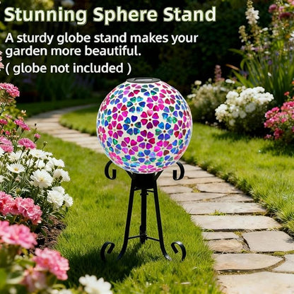 VOREEN 10-Inch Metal Gazing Ball Stand for 8-12 Inch Garden Globe, Outdoor Decor Garden Yard Accessories, Black