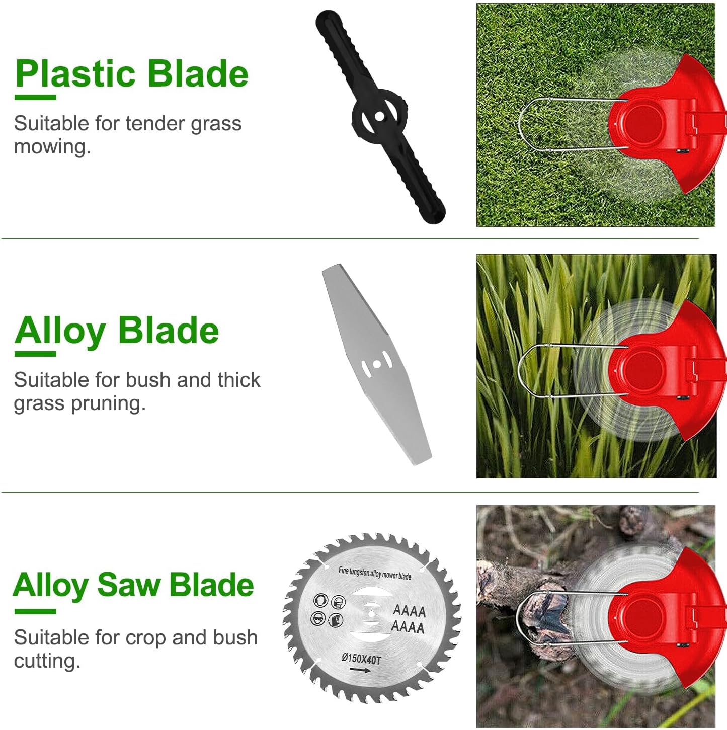 Cordless String Trimmer & Weed Eater, Electric Weed Wacker & Lawn Edger Tool Battery Powered with 3 Types of Blades, Lightweight Grass Trimmer with 2*21V Battery, Brush Cutter for Lawn Garden
