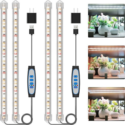 16" Plant Grow Light Strips, 120 LEDs Grow Lights for Indoor Plants Full Spectrum with Upgrade Timer 6/12/16 Hrs, 5 Dimmable Levels, 2 Pack Sunlike Grow Lamp for Hydroponics Succulent