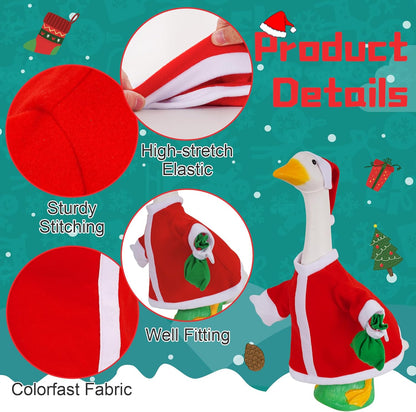 Porch Goose Outfits Outdoor Decoration: 2Pcs Santa Costume Set 23"/ 17" Lawn Goose Statue Red Clothes for Theme Party Garden Patio Yard