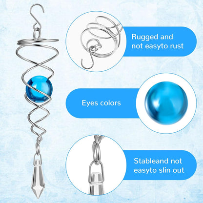 3 Pieces Gazing Ball Spiral Tail Spiral Tail Decorative Wind Spinner for Indoor Outdoor Decoration, 7.1 Inches/ 18 cm