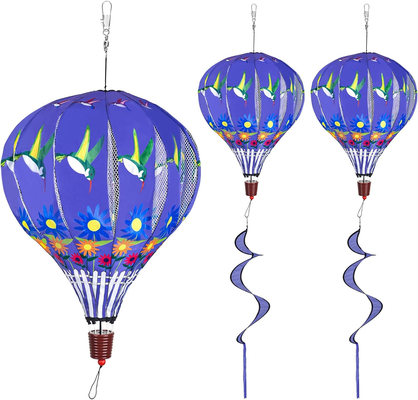 Giant Hummingbird Hot Air Balloon Garden Wind Spinners Large Pinwheels Whirligigs Windmill Toys for Kids Yard Decor Lawn Decorations Outdoor Whirlygig Windmills Wind Twister Everyday 59" L 2Pack