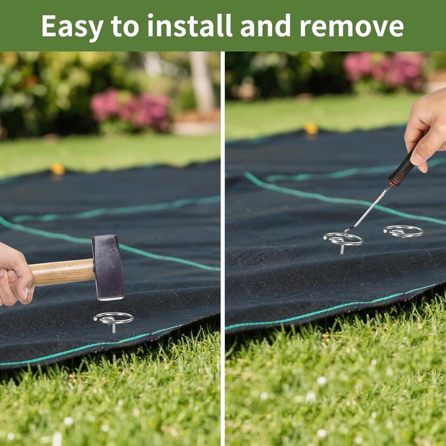 60 Pcs 6 Inch Landscape Fabric Staples, Tensile Strength 450-500Mpa -Non-Bending Garden Stakes Pins, Landscape Staples for Landscaping and Securing Lawn Fabric Weed Barriers (G-60)