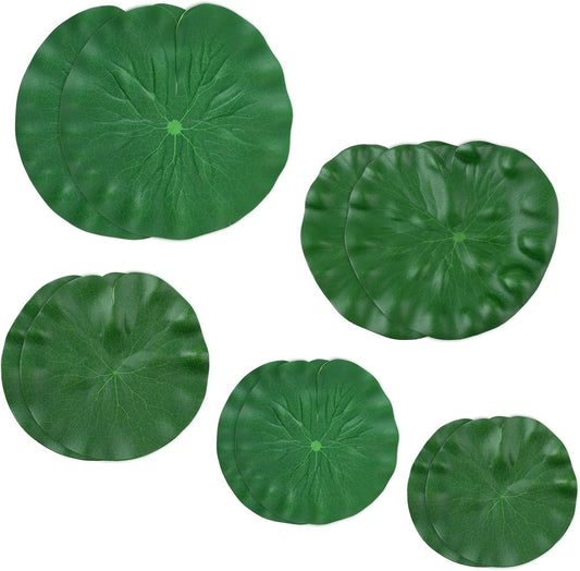10Pcs Floating Lily Pads for Ponds - 5 Sizes Artificial Lotus Leaves, Realistic EVA Foam Decorative Pads for Pool, Fountain, Garden, Aquarium Decor