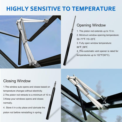 UYGALAXY Greenhouse Automatic Window Opener Kit - Roof Vent Auto Opener Solar Heat Sensitive Agricutural Lift Up to 15lbs Dual Spring Opener for Ventilation