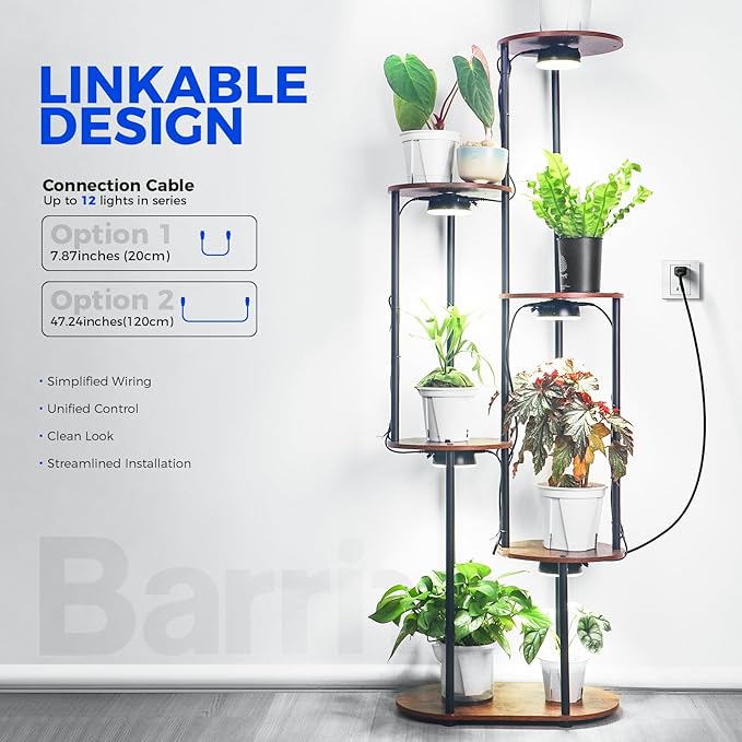 Barrina Orbgrow OG09 Puck LED Grow Light, 5000K 18W(2 x 9W, 270 Watt Equiv), Plant Lights for Indoor Plants Full Spectrum, Magnetic & Linkable, Small Grow lamp, Perfect for Plant Shelf, 2 Packs, Black