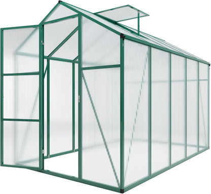 72*120in Greenhouse for Outdoors, Polycarbonate Greenhouse with Stronger Wind Protection and Roof Vent, Walk-in Large Aluminum Sunroom Winter Proof, Green