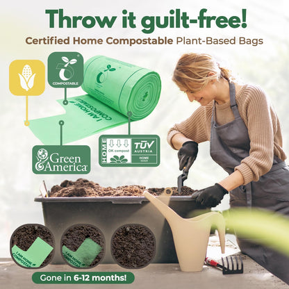 50 Count Compost Bags for Countertop Bin - 13 Gallon Compostable Trash Bags made of Cornstarch - Leakproof & Tear Resistant Biodegradable Trash Bags - OK Compost Home & Seedlings Certified