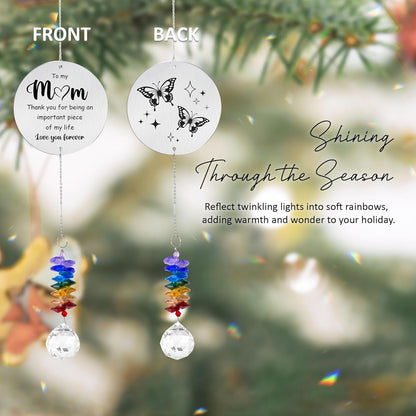 Aluminum Ornament Suncatcher - to My MOM Birthday Gift for Women - Unique Keepsake from Daughters, Granddaughters - Lovely Gifts for Mom, Grandma - Crystal Rainbow Maker
