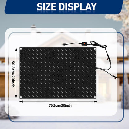 Riakrum 2 Pcs Heated Snow Melting Mats Outdoor, 20 x 30 in Winter Anti-Slip Heated Rubber Mat for Walkways Decks and Sidewalks, Snow and Ice Melting Pads Connection with 9.84 ft Power Cord